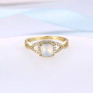 White Opal & 18k Gold-Plated Ring w/ Swavorski